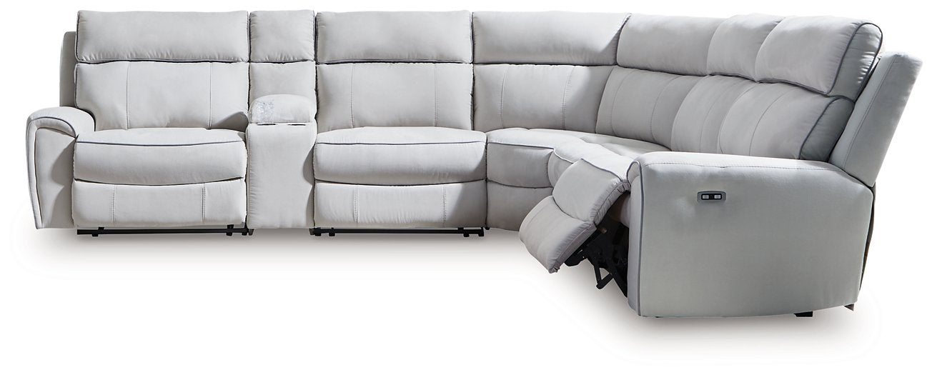Social Pointe Reclining Sectional with Storage Console - Golden Home Furniture