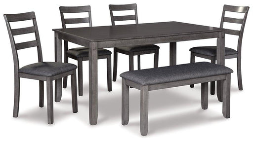 Bridson Dining Table and Chairs with Bench (Set of 6) - Golden Home Furniture