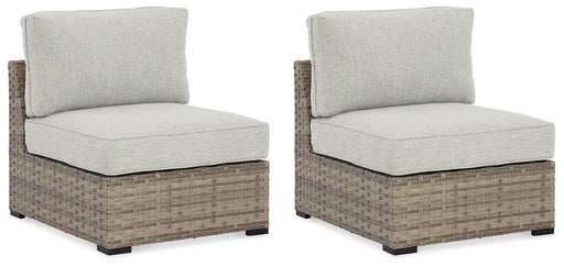 Calworth Outdoor Armless Chair with Cushion (Set of 2) - Golden Home Furniture