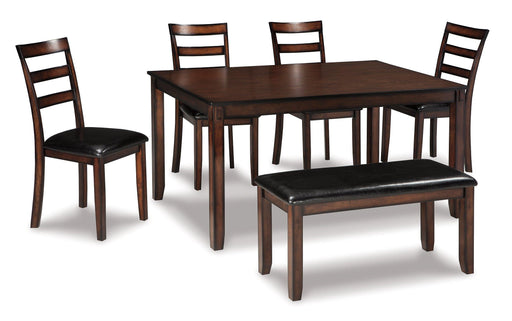 Coviar Dining Table and Chairs with Bench (Set of 6) - Golden Home Furniture