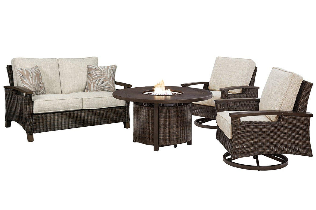 Paradise Trail Outdoor Loveseat, Lounge Chairs and Fire Pit Table - Golden Home Furniture (Columbus, OH) - Multi Location