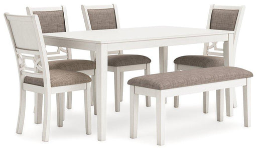 Erinberg Dining Table and 4 Chairs and Bench (Set of 6) - Golden Home Furniture