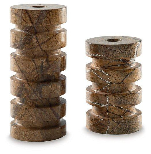 Emsleyfield Candle Holder Set (Set of 2) - Golden Home Furniture