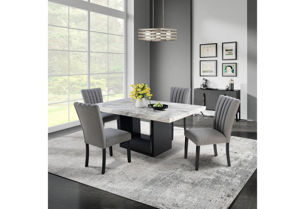 D02 Black Dining Table with D8685 Grey Dining Chair - Golden Home Furniture (Columbus, OH) - Multi Location