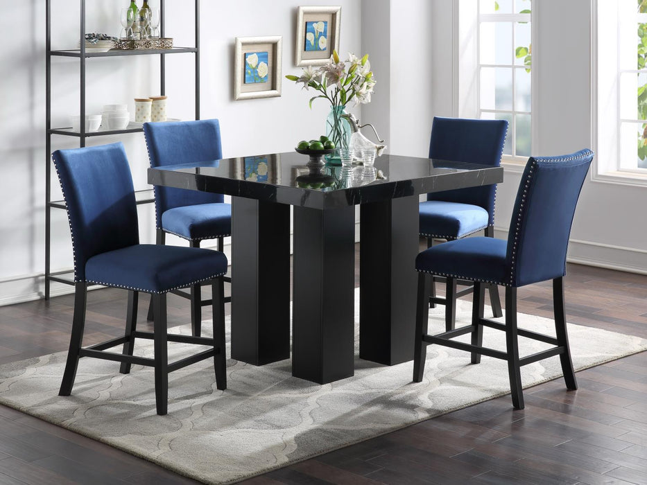 D132 Counter Table With 4 Leather Chairs