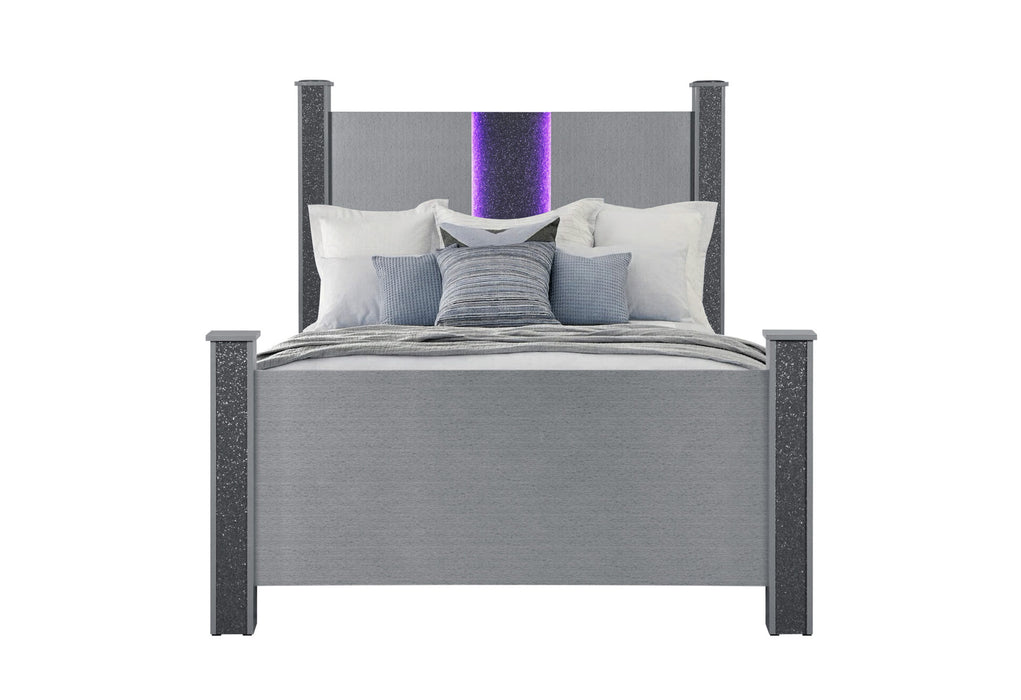 Logan Silver Bed With Led And Speakers - Golden Home Furniture (Columbus, OH) - Multi Location