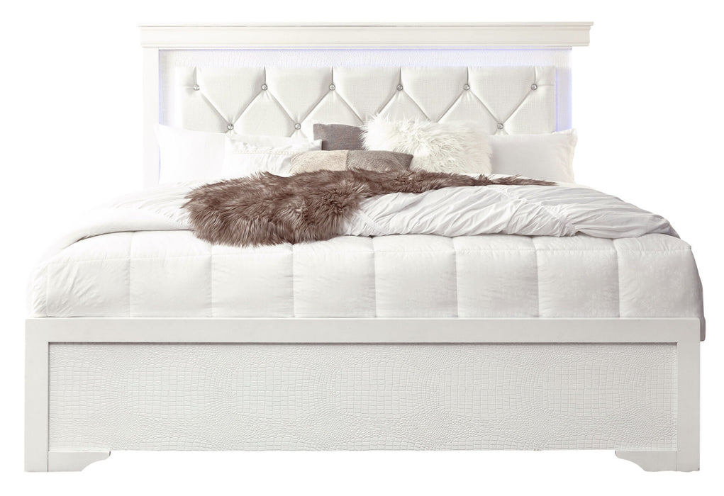 Pompei Metallic White Bed With Led - Golden Home Furniture (Columbus, OH) - Multi Location