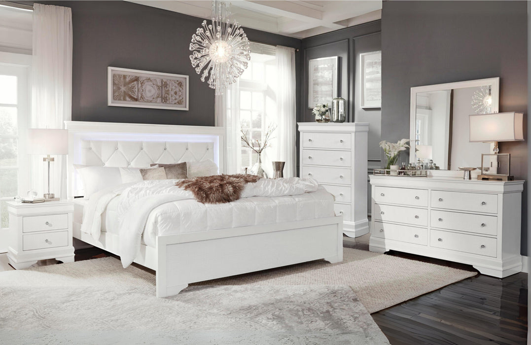 Pompei Metallic White Group With Led - Golden Home Furniture (Columbus, OH) - Multi Location