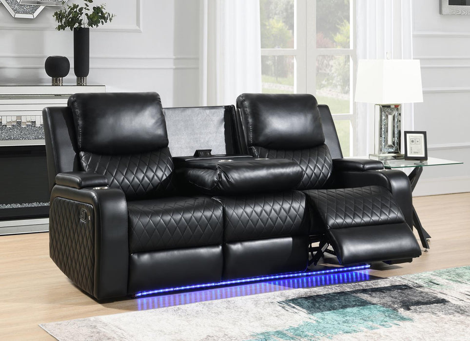 U126 Black Led Motion Sofa With Dropdown Table