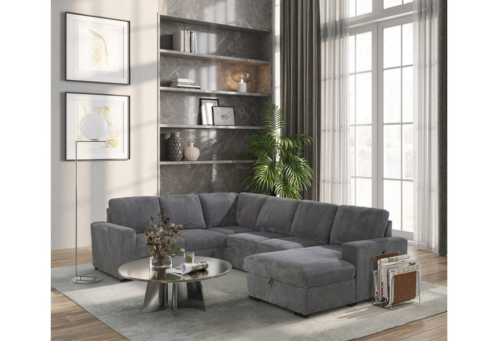 U2660 Grey Sectional With Pull Out - Golden Home Furniture (Columbus, OH) - Multi Location
