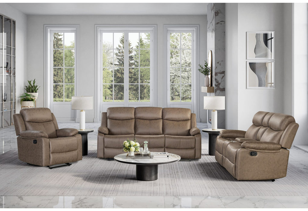 U6026 Brown Reclining Sofa-Reclining Console Loveseat with Glider Recliner - Golden Home Furniture (Columbus, OH) - Multi Location