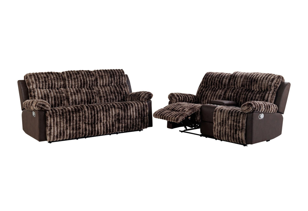 U6028 Brown Reclining Sofa-Console Reclining Loveseat - Golden Home Furniture (Columbus, OH) - Multi Location