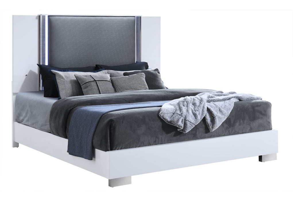 Ylime Smooth White Bed With Led Fully Slatted - Golden Home Furniture (Columbus, OH) - Multi Location