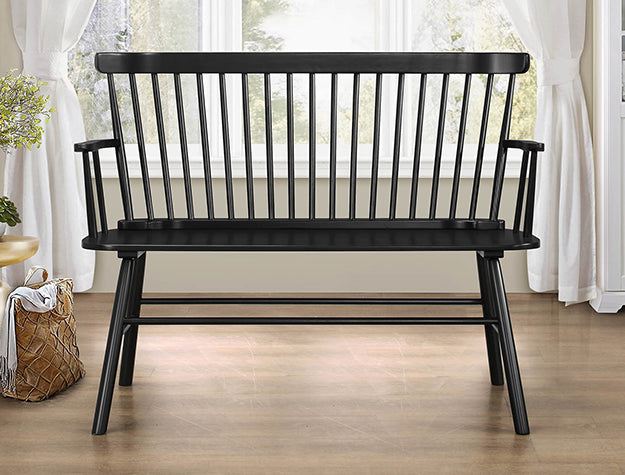 JERIMIAH SPINDLEBACK BENCH BLACK - Golden Home Furniture (Columbus, OH) - Multi Location