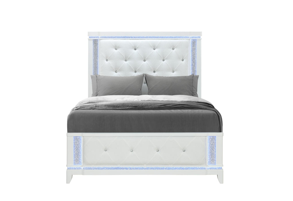 ALINA WHITE FULL BED WITH LED - Golden Home Furniture (Columbus, OH) - Multi Location