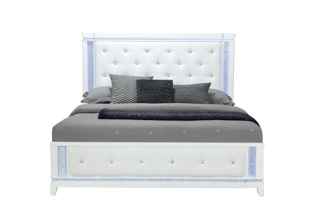 ALINA WHITE KING BED WITH LED - Golden Home Furniture (Columbus, OH) - Multi Location