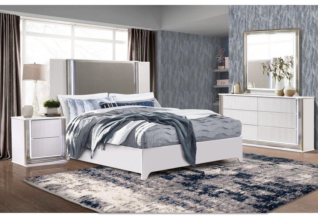 ASPEN WHITE QUEEN BED GROUP WITH VANITY SET WITH LED - Golden Home Furniture (Columbus, OH) - Multi Location