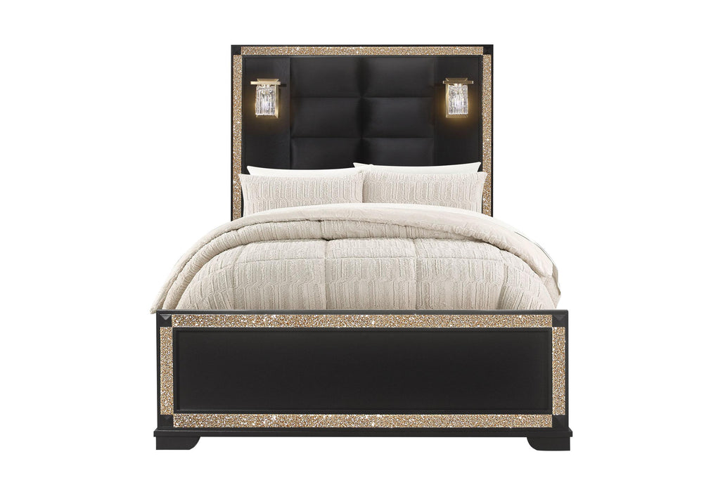 BLAKE BLACK FULL BED WITH LAMPS - Golden Home Furniture (Columbus, OH) - Multi Location