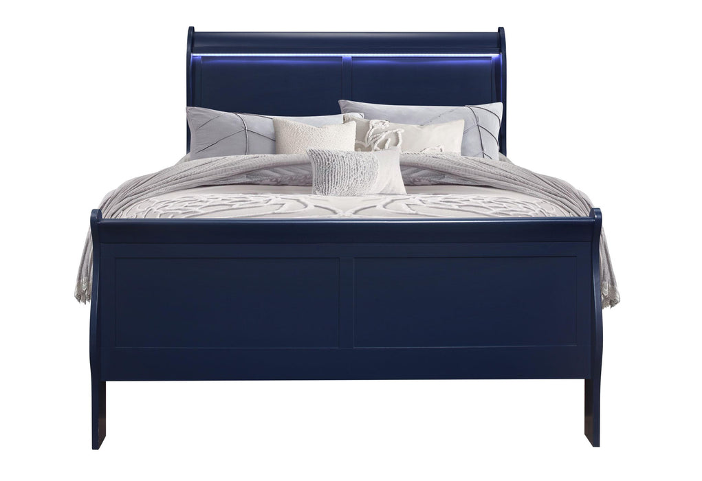 CHARLIE BLUE FULL BED WITH LED - Golden Home Furniture (Columbus, OH) - Multi Location