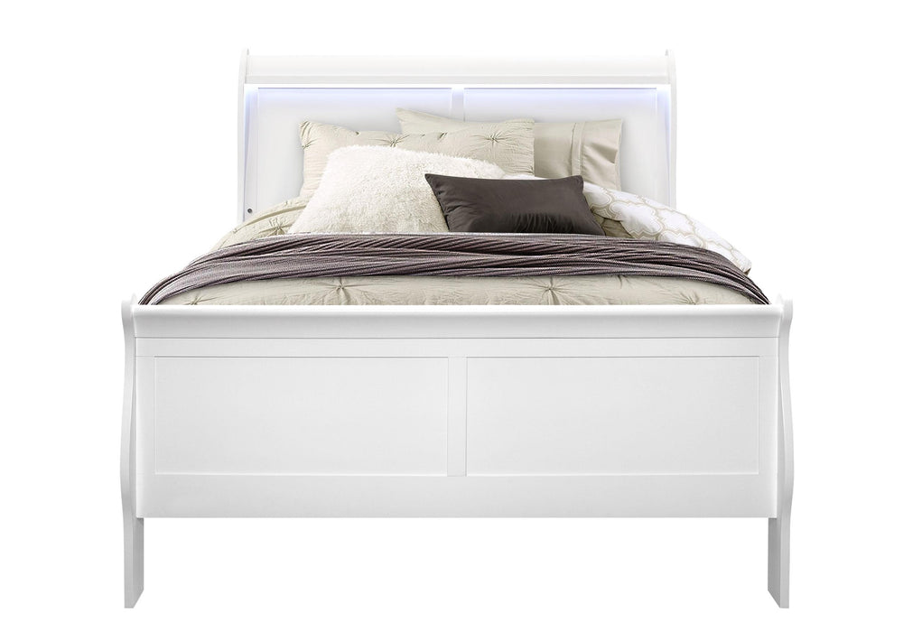 CHARLIE WHITE FULL BED WITH LED - Golden Home Furniture (Columbus, OH) - Multi Location