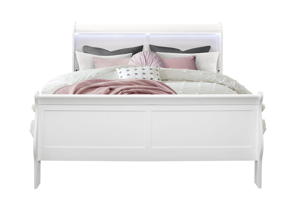 CHARLIE WHITE QUEEN BED WITH LED - Golden Home Furniture (Columbus, OH) - Multi Location