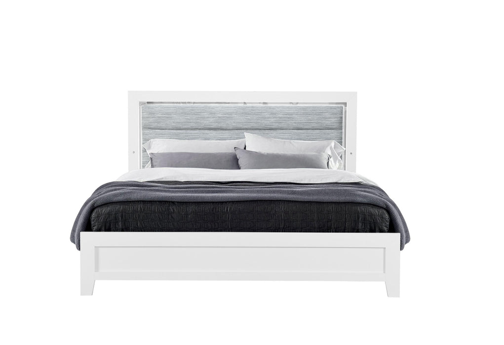 LUCCIA WHITE TWIN BED WITH LED - Golden Home Furniture (Columbus, OH) - Multi Location