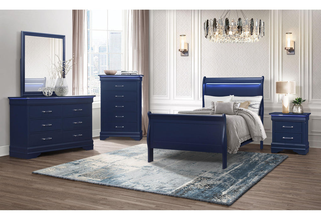 CHARLIE BLUE TWIN BED, DRESSER, MIRROR, & NIGHTSTAND - Golden Home Furniture (Columbus, OH) - Multi Location