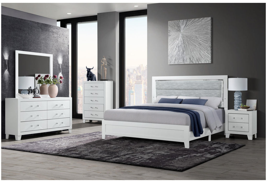 LUCCIA WHITE KING BED GROUP WITH LED - Golden Home Furniture (Columbus, OH) - Multi Location