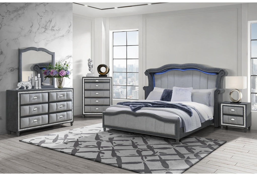 VANNA DARK GREY KING BED GROUP - Golden Home Furniture (Columbus, OH) - Multi Location