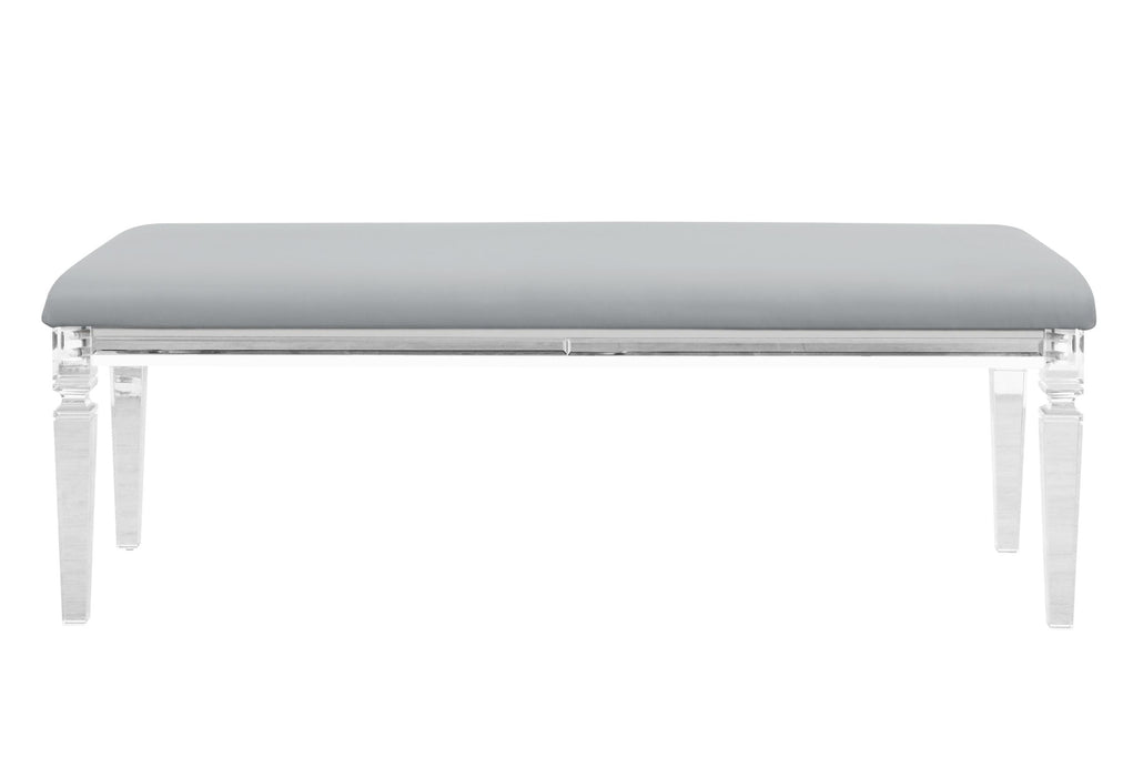 ROMO WHITE BENCH WITH ACRYLIC LEGS - Golden Home Furniture (Columbus, OH) - Multi Location