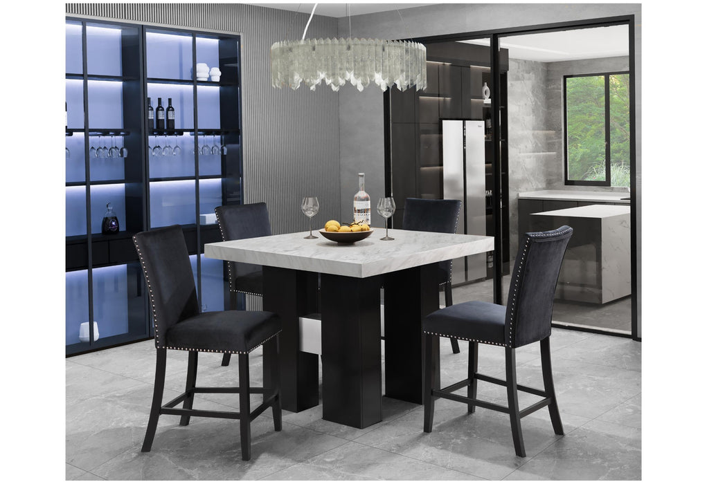 D04 WHITE BAR TABLE AND D04 BLACK BAR STOOL - Golden Home Furniture (Columbus, OH) - Multi Location