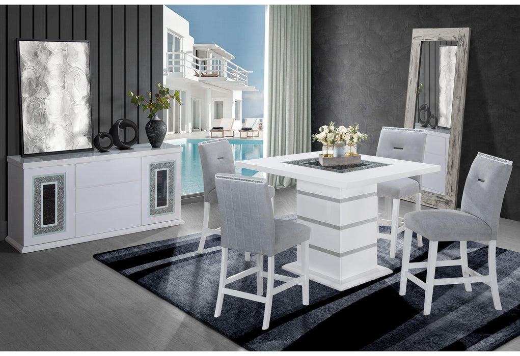 MONACO WHITE BAR TABLE + MONACO BS - Golden Home Furniture (Columbus, OH) - Multi Location
