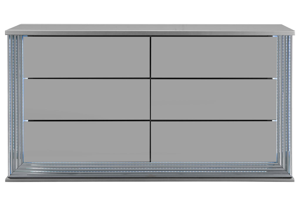 YLIME SMOOTH SILVER DRESSER WITH LED - Golden Home Furniture (Columbus, OH) - Multi Location