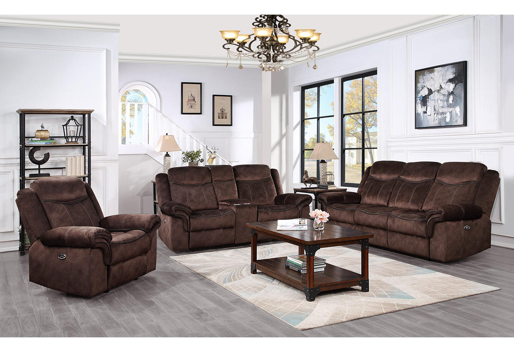 U2200 DOMINO COFFEE POWER RECLINING SOFA/POWER CONSOLE RECLINING LOVESEAT WITH POWER SWITCH - Golden Home Furniture (Columbus, OH) - Multi Location