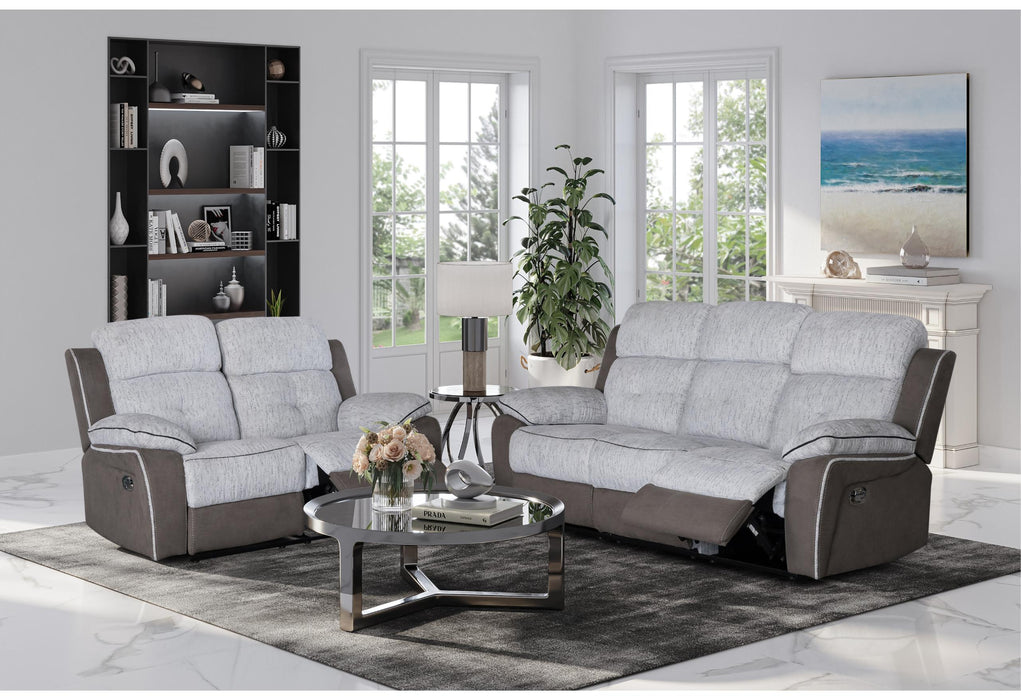 U5050 LIGHT GREY/DARK GREY 30 RECLINING SOFA/RECLINING LOVESEAT - Golden Home Furniture (Columbus, OH) - Multi Location