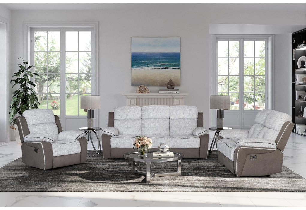 U5050 LIGHT GREY/DARK GREY 30 RECLINING SOFA/RECLINING LOVESEAT/GLIDER RECLINER - Golden Home Furniture (Columbus, OH) - Multi Location