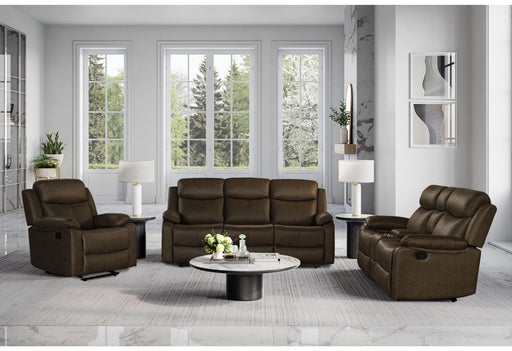 U6026 DARK BROWN 5 RECLINING SOFA/RECLINING CONSOLE LOVESEAT/GLIDER RECLINER - Golden Home Furniture (Columbus, OH) - Multi Location