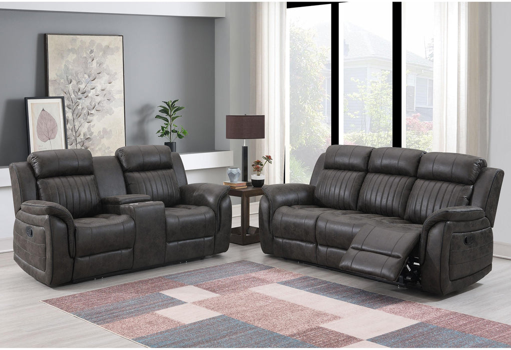 U8517 GREY RECLINING SOFA/CONSOLE RECLINING LOVESEAT - Golden Home Furniture (Columbus, OH) - Multi Location