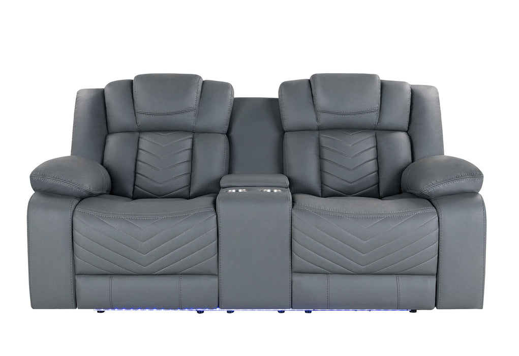 U7068 GREY 10 POWER CONSOLE RECLINING LOVESEAT WITH LED - Golden Home Furniture (Columbus, OH) - Multi Location