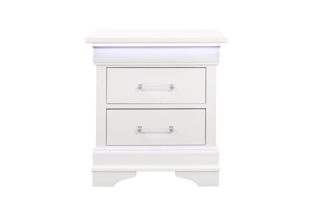 CHARLIE WHITE NIGHTSTAND WITH LED - Golden Home Furniture (Columbus, OH) - Multi Location