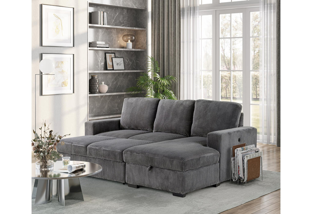 U2660 GREY L SECTIONAL WITH PULLOUT - Golden Home Furniture (Columbus, OH) - Multi Location