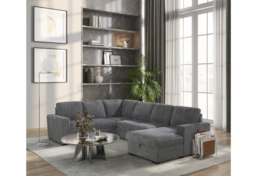 U2660 GREY SECTIONAL W/PULL OUT - Golden Home Furniture (Columbus, OH) - Multi Location