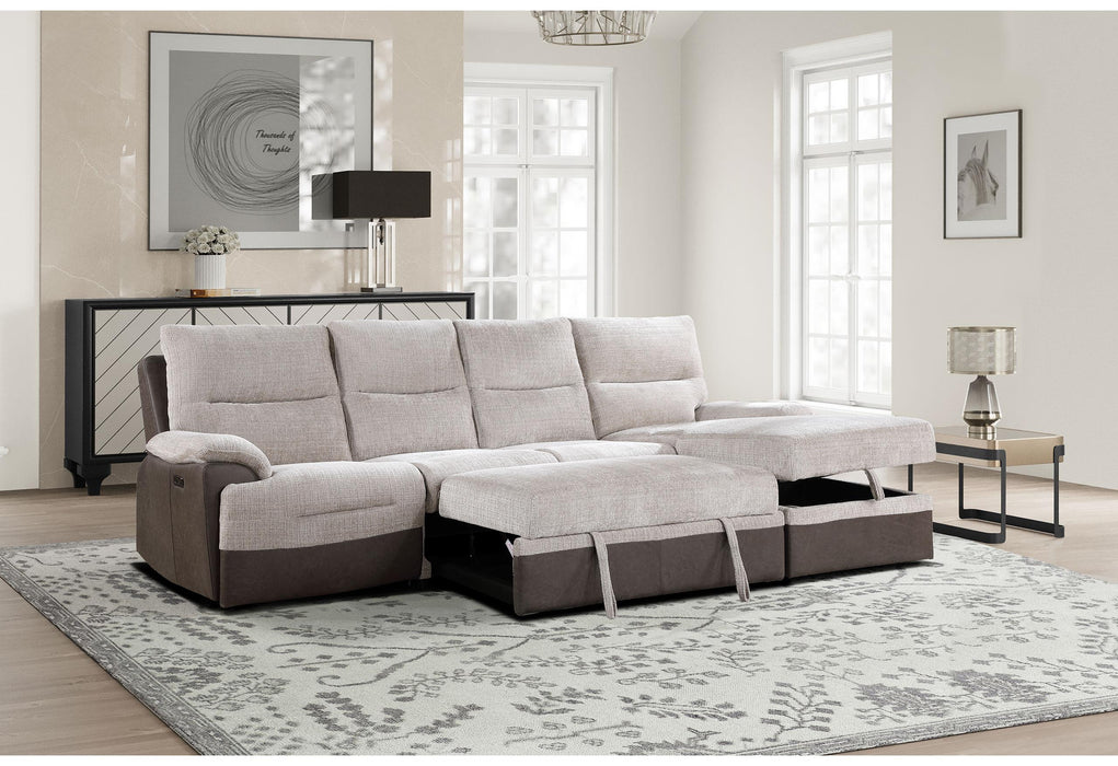U3822 BEIGE/BROWN SECTIONAL WITH PO AND USB - Golden Home Furniture (Columbus, OH) - Multi Location
