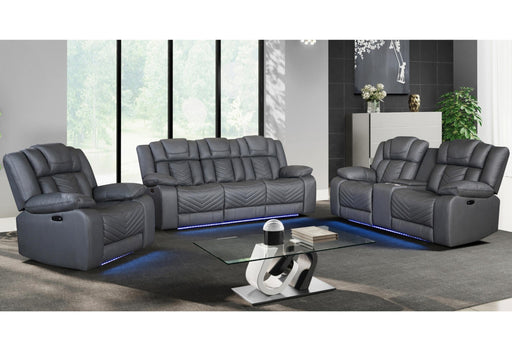 U7068 GREY 10 POWER RECLINING SOFA/POWER CONSOLE RECLINING LOVESEAT WITH LED - Golden Home Furniture (Columbus, OH) - Multi Location