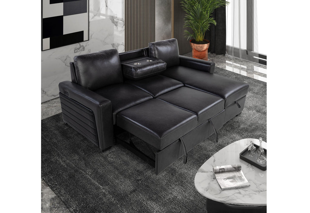 U1830 BLANCHE CHARCOAL/BLACK SOFA BED WITH USB AND DDT - Golden Home Furniture (Columbus, OH) - Multi Location