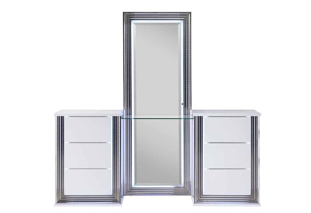 YLIME SMOOTH WHITE VANITY WITH LED - Golden Home Furniture (Columbus, OH) - Multi Location