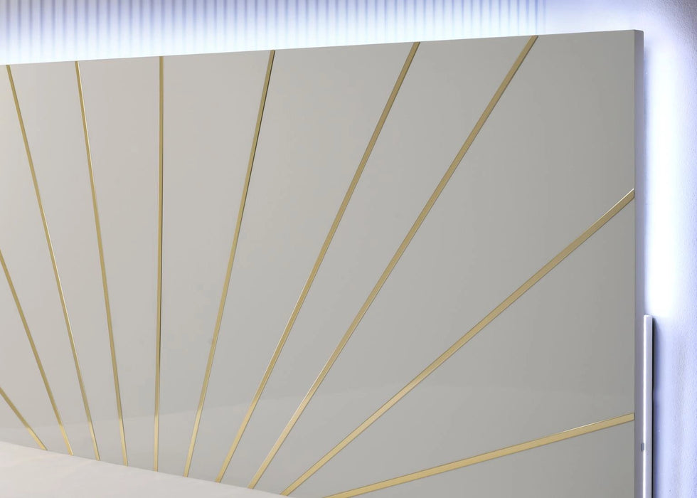 White/Gold Line Led King Bed