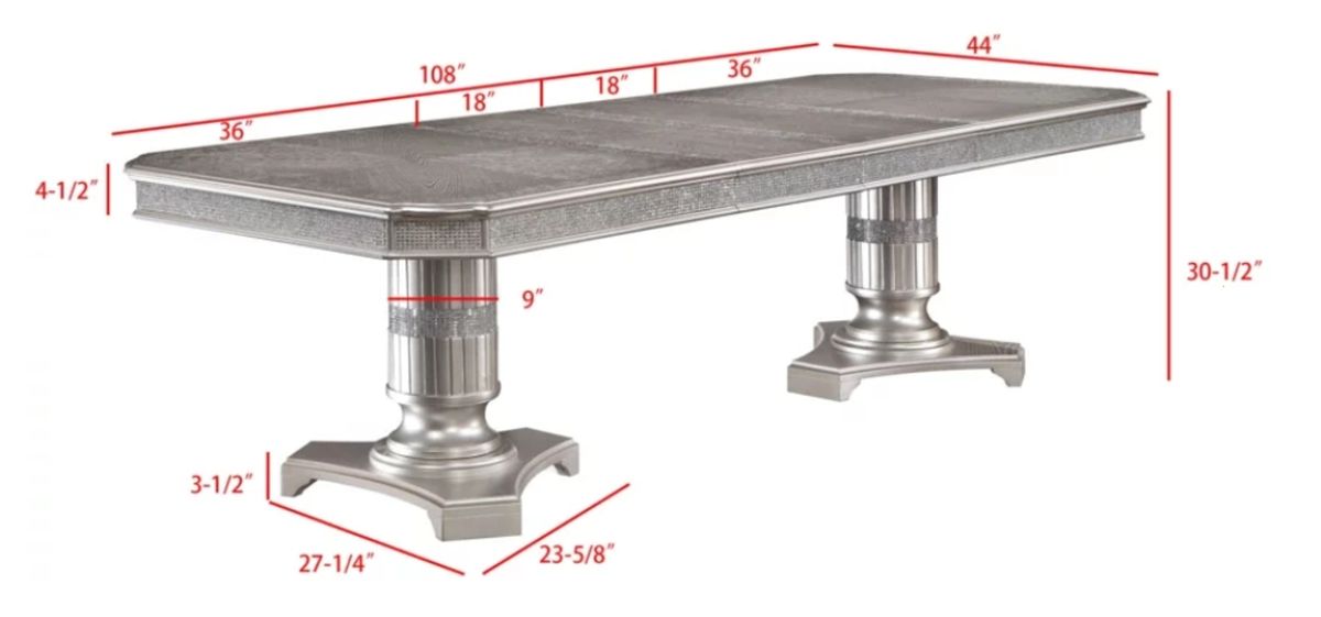 Crown Mark Klina Glam 2-Leaf Dining Table in Light Gray - Golden Home Furniture (Columbus, OH) - Multi Location