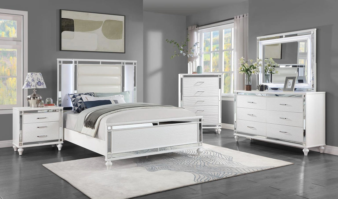 B224 New-White Bed-Dresser-Mirror