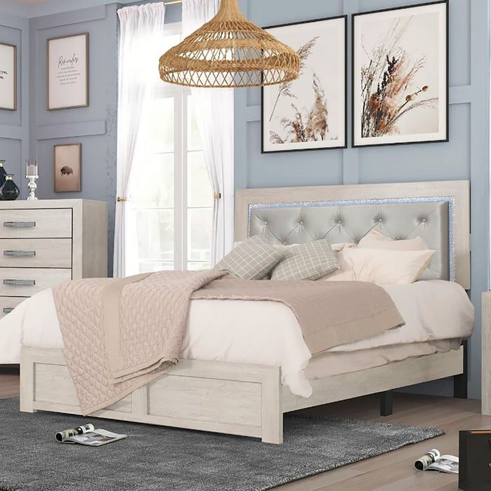 Crown Mark Furniture Jaylen Queen Upholstered Panel Bed in Gray - Golden Home Furniture (Columbus, OH) - Multi Location